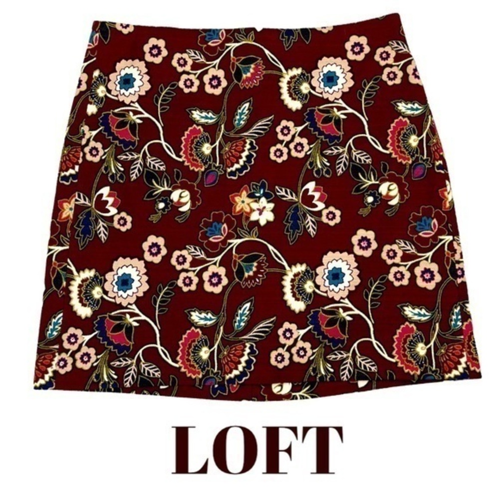 Loft Bold Floral Print Office to Date Night Skirt NWOT
